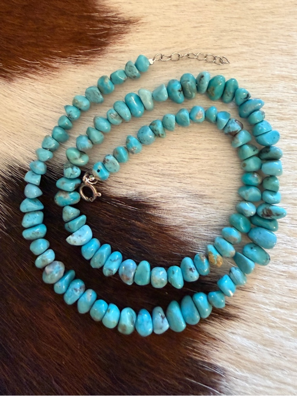 ❤️ 18+1” Campitos Turquoise 4 to 8mm Nugget Navajo Style Artisan Necklace 925